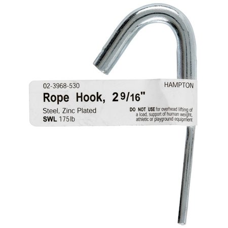 HAMPTON Small Zinc-Plated Silver Steel 2.5625 in. L Rope Binding Hook 175 lb 02-3968-530